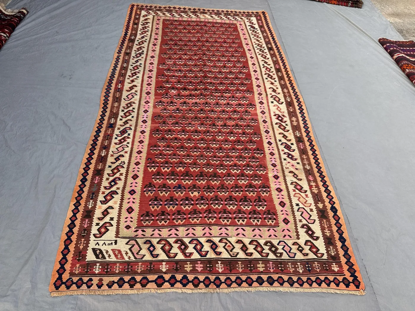 Afghan Hand-Woven Vintage Kilim Flat-Weave Maimana Design 5 x 10 ft One-of-a-Kind Large Area Rug for Home Boho Decor