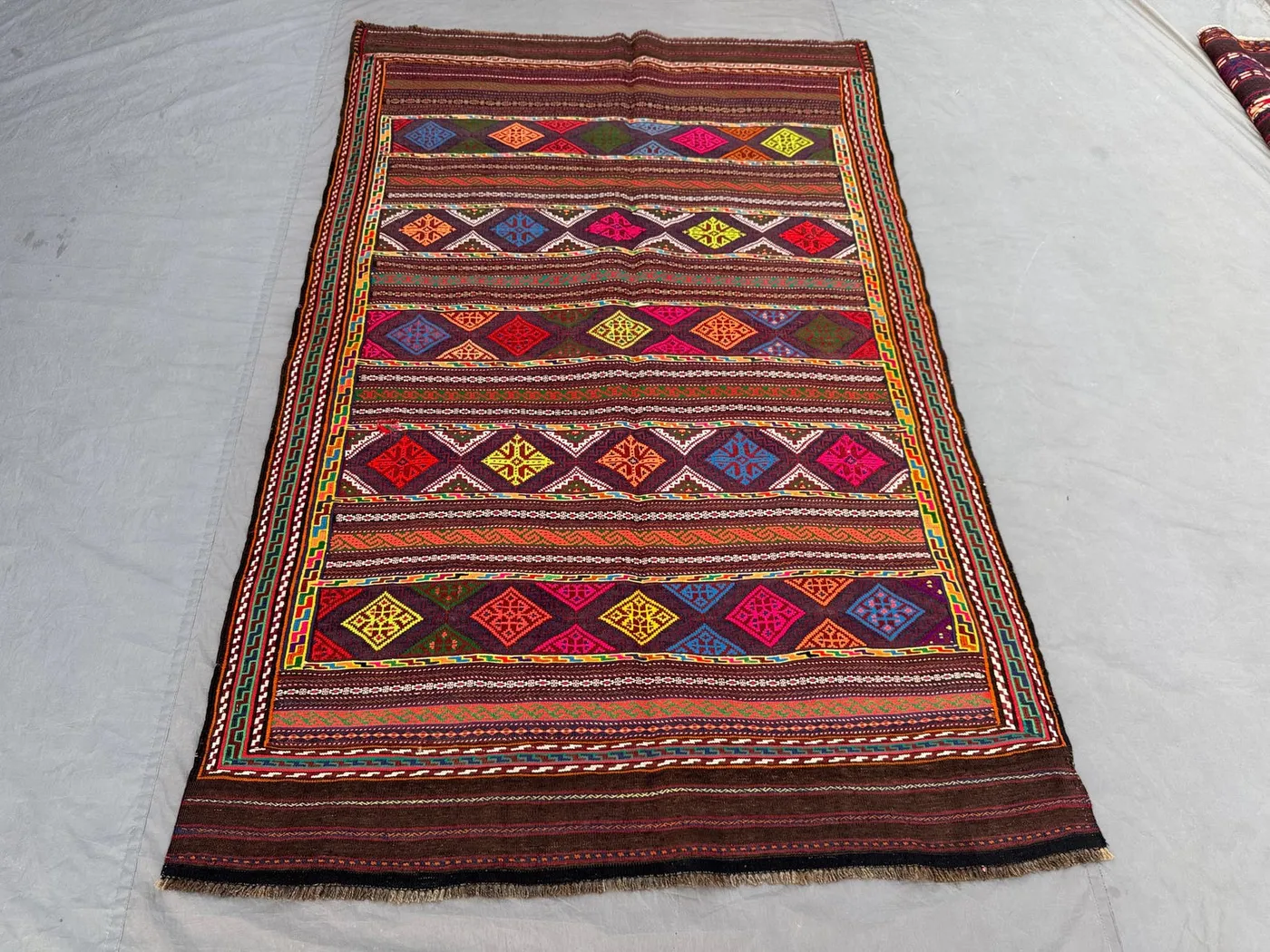 Handwoven Afghan Vintage Kilim 5 x 8 ft – Unique Home Decor Traditional Sumak Design Boho Style Luxury Handwoven Area Rug