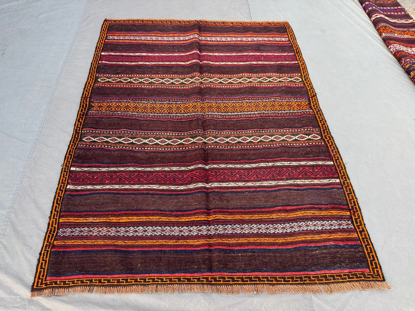 5 x 7 ft Afghan Hand Woven Vintage Flat Weave Kilim - One of a Kind Home Boho Decor Rug with Sumak Design
