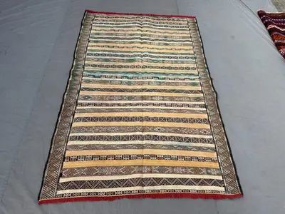 Handwoven Vintage Afghan Kilim 5 x 7 ft – Unique Boho Decor Luxury Room Accent Sumak Design One-of-a-Kind