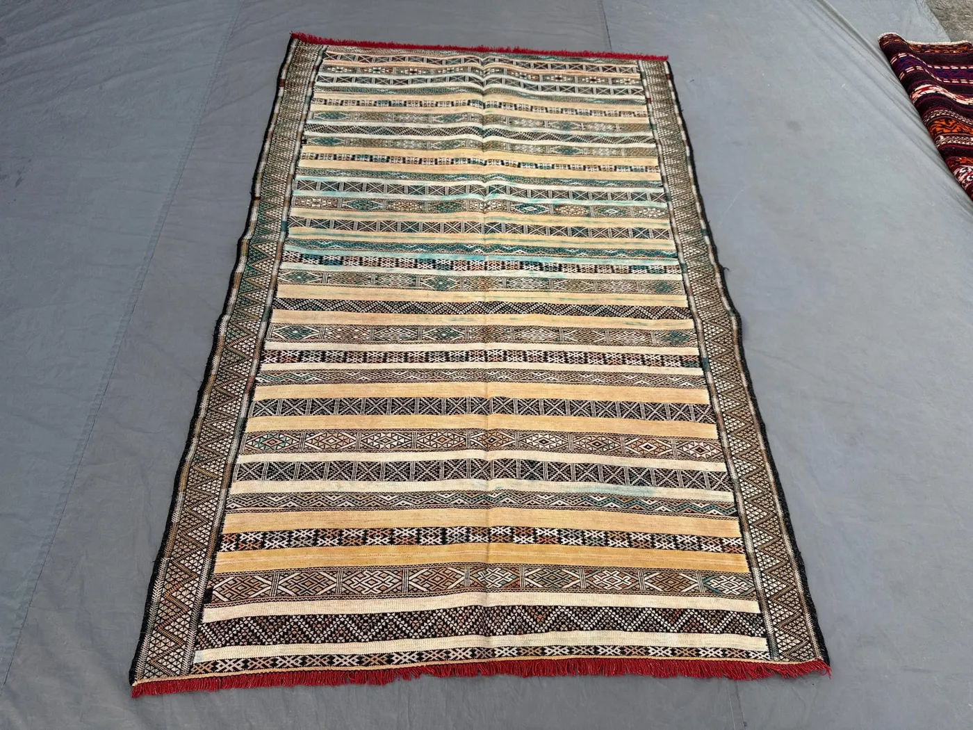Handwoven Vintage Afghan Kilim 5 x 7 ft – Unique Boho Decor Luxury Room Accent Sumak Design One-of-a-Kind