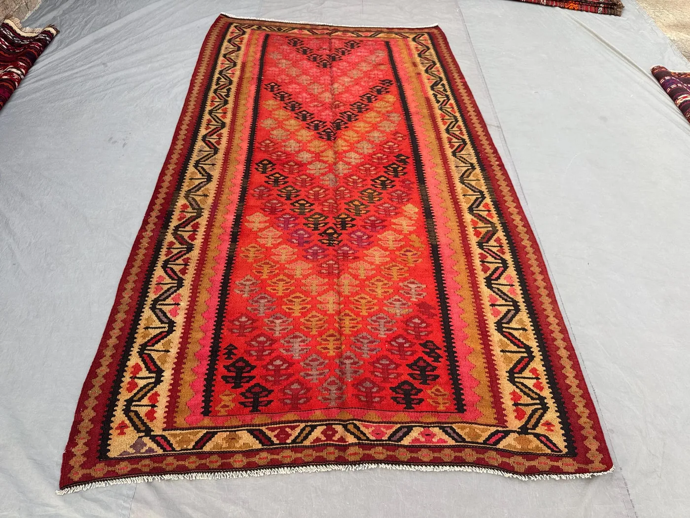 Afghan Hand Woven Kilim 6 x 10 ft Vintage Flat Weave One of a Kind Large Area Home Boho Decor Rug Maimana Design