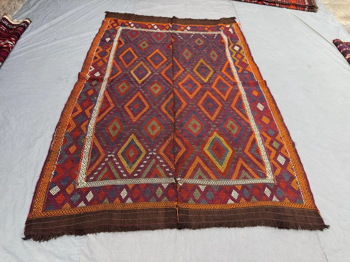 Afghan Hand Woven Kilim 7 x 10 ft Vintage Flat Weave One of a Kind Large Area Home Boho Decor Rug Sumak Design