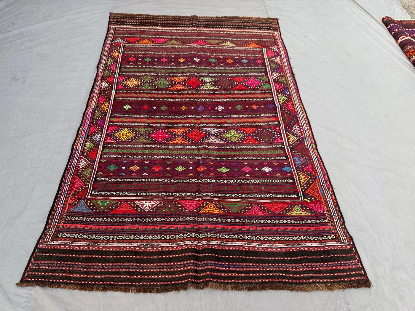 Afghan Hand Woven Kilim 5 x 8 ft Vintage Flat Weave One of a Kind Large Area Home Boho Decor Rug Sumak Design
