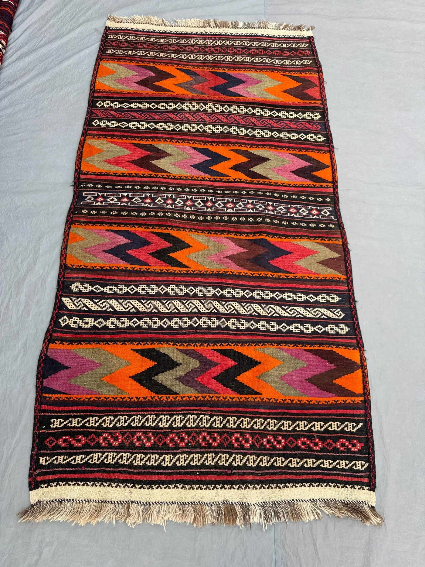 4 x 7 ft Afghan Hand Woven Vintage Flat Weave Kilim | One-of-a-Kind Home Boho Decor Rug | Sumak Design