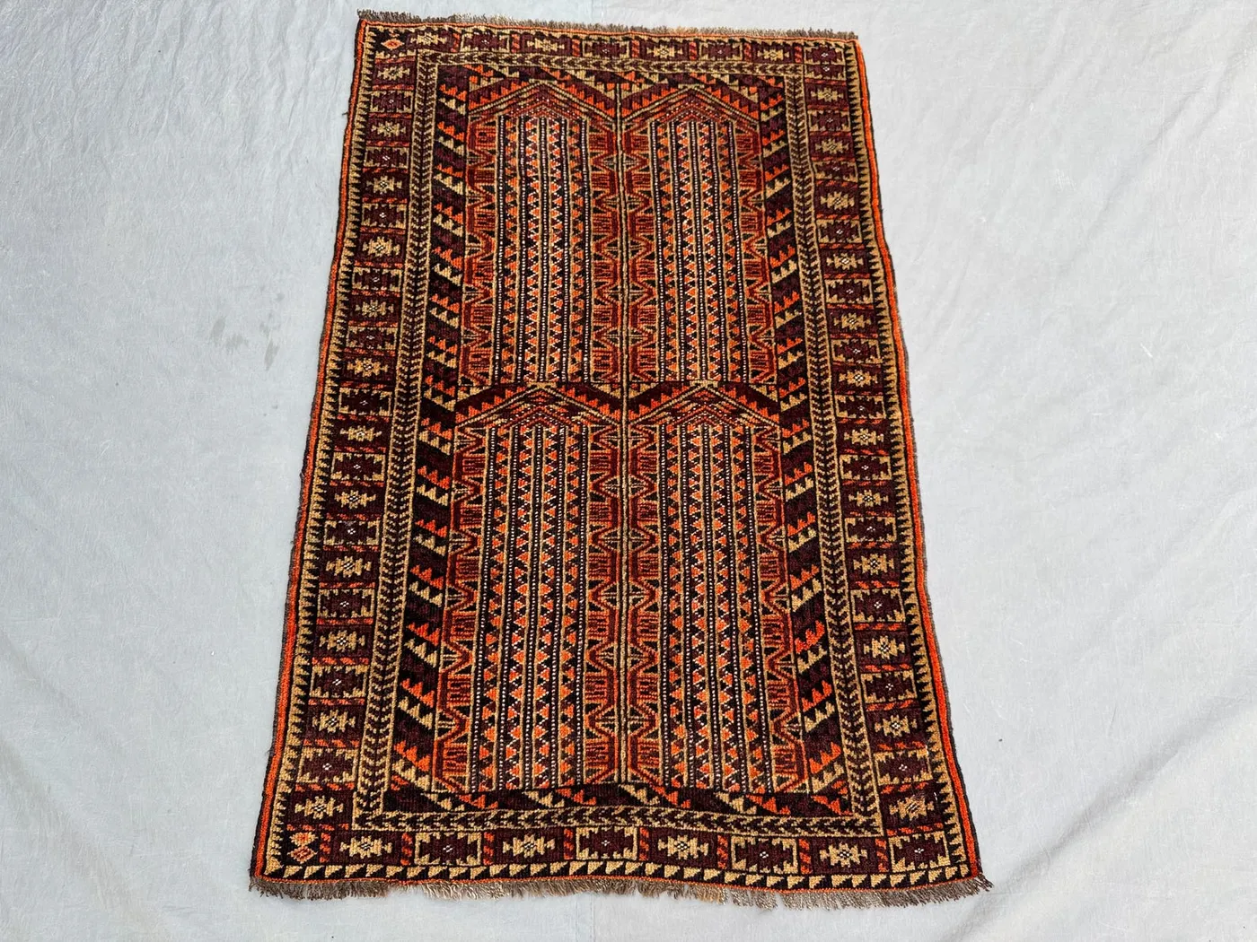 Afghan Hand-Knotted Vintage Rug Soft Pile Turkish-Inspired Caucasian Design 3 x 4 ft One-of-a-Kind Luxury Boho Home Decor