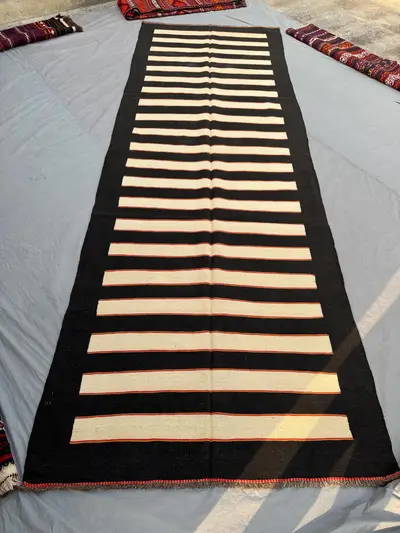 Handwoven Afghan Kilim Runner 5 x 15 ft Vintage One of a Kind Balochi Large Area Flat Weave