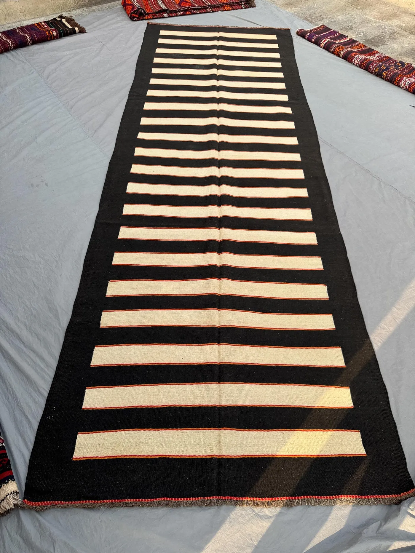 Handwoven Afghan Kilim Runner 5 x 15 ft Vintage One of a Kind Balochi Large Area Flat Weave