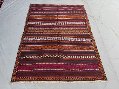 5 x 7 ft Afghan hand woven vintage flat weave kilim one of a kind home boho decor luxury rug mishwani balochi 