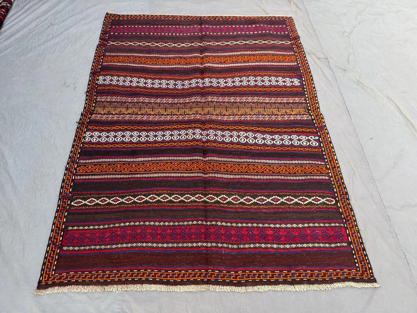 5 x 7 ft Afghan hand woven vintage flat weave kilim one of a kind home boho decor luxury rug mishwani balochi design