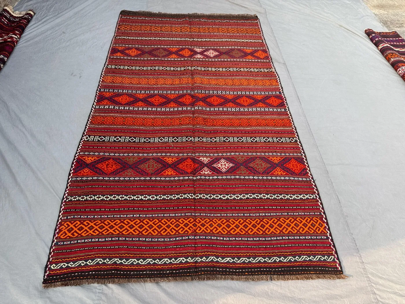 6 x 10 ft Afghan Hand Woven Vintage Flat Weave Kilim One of a Kind Large Area Decor Rug Home Boho Decor Sumak Design