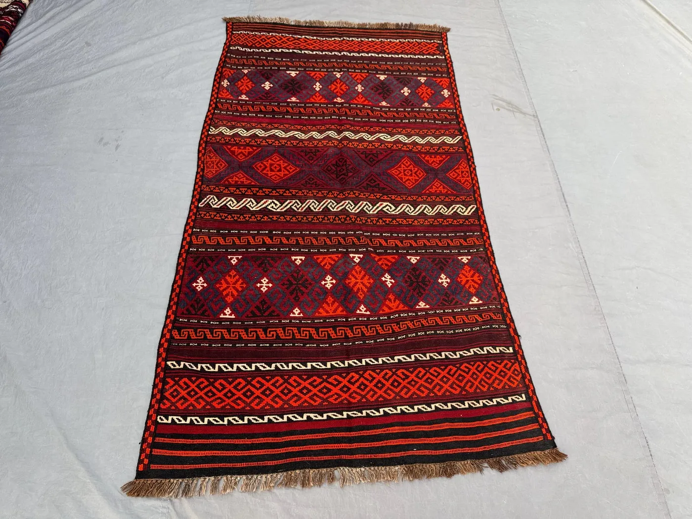 4 x 8 ft Afghan Hand Woven Vintage Flat Weave Kilim Rug One of a Kind Home Boho Decor Maimana Design