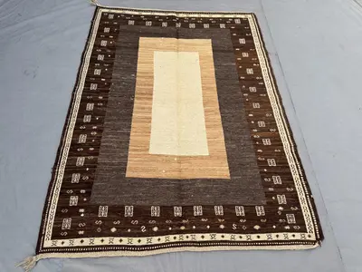 Handwoven Afghan Kilim 5x7 ft Vintage One of a Kind Luxury Sumak Boho Home Decor