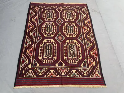 Handwoven Afghan Kilim 4.7 x 6.2 ft Vintage, Luxury Flat Weave Sumak Design One of a Kind Small Area Decor