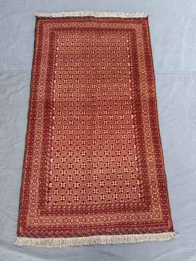 Red 2'8 x 4'8 ft Afghan Handmade Vintage Rug, Geometric Tribal Design, Soft Tribal Wool, Small Area Rug for Li