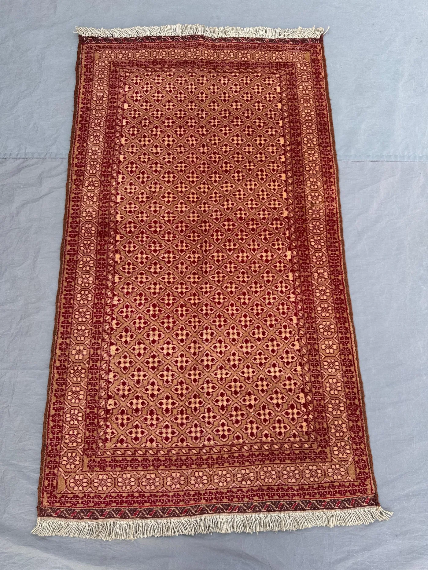 Red 2'8 x 4'8 ft Afghan Handmade Vintage Rug, Geometric Tribal Design, Soft Tribal Wool, Small Area Rug for Living Room Bedroom Entryway