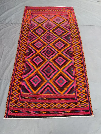 4'8 x 8'10 ft Antique Afghan Baluchi Kilim Area Rug Flat weave 100% Wool One Of A Kind High Quality Handwoven 