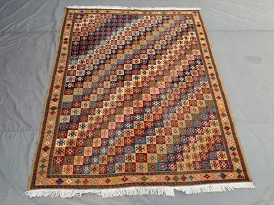 6'9 x 8'3 ft Antique Afghan Baluchi Kilim Flat Weave Area Rug Hand Woven Wool Geometric Tribal On Of A Kind Li