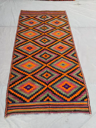 4'4 x 8'4 Ft Antique Afghan Baluchi Kilim Area Rug Flat Weave 100% Wool One Of A Kind Nomadic Tribal Living Ro