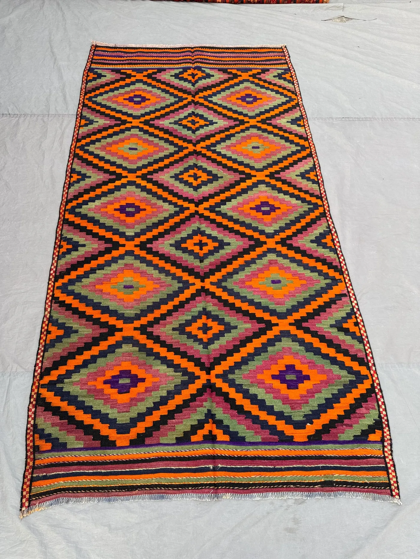 4'4 x 8'4 Ft Antique Afghan Baluchi Kilim Area Rug Flat Weave 100% Wool One Of A Kind Nomadic Tribal Living Room Rug