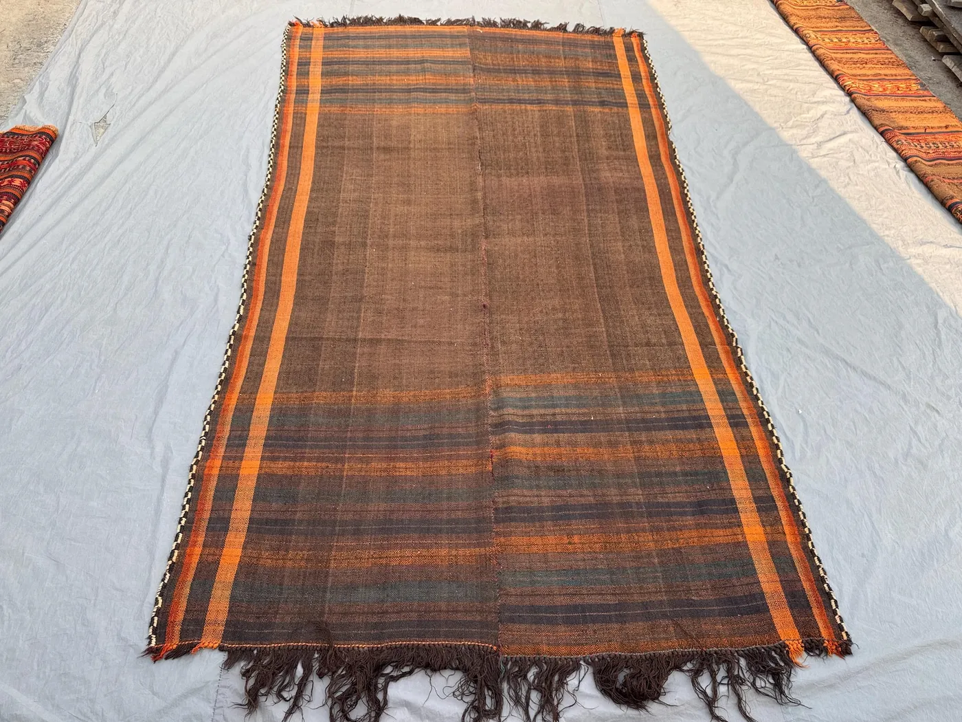 6'1 x 10'10 ft Antique Afghan Baluchi Flat Woven Large Area Rug Handknotted Wool Tribal Carpet for Living Room Studio
