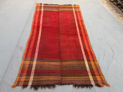 5 x 9'8 Ft Vintage Afghan Handnotted Kilim Flat Weave Runner Rug Handmade Wool Tribal Striped Hallway Corridor
