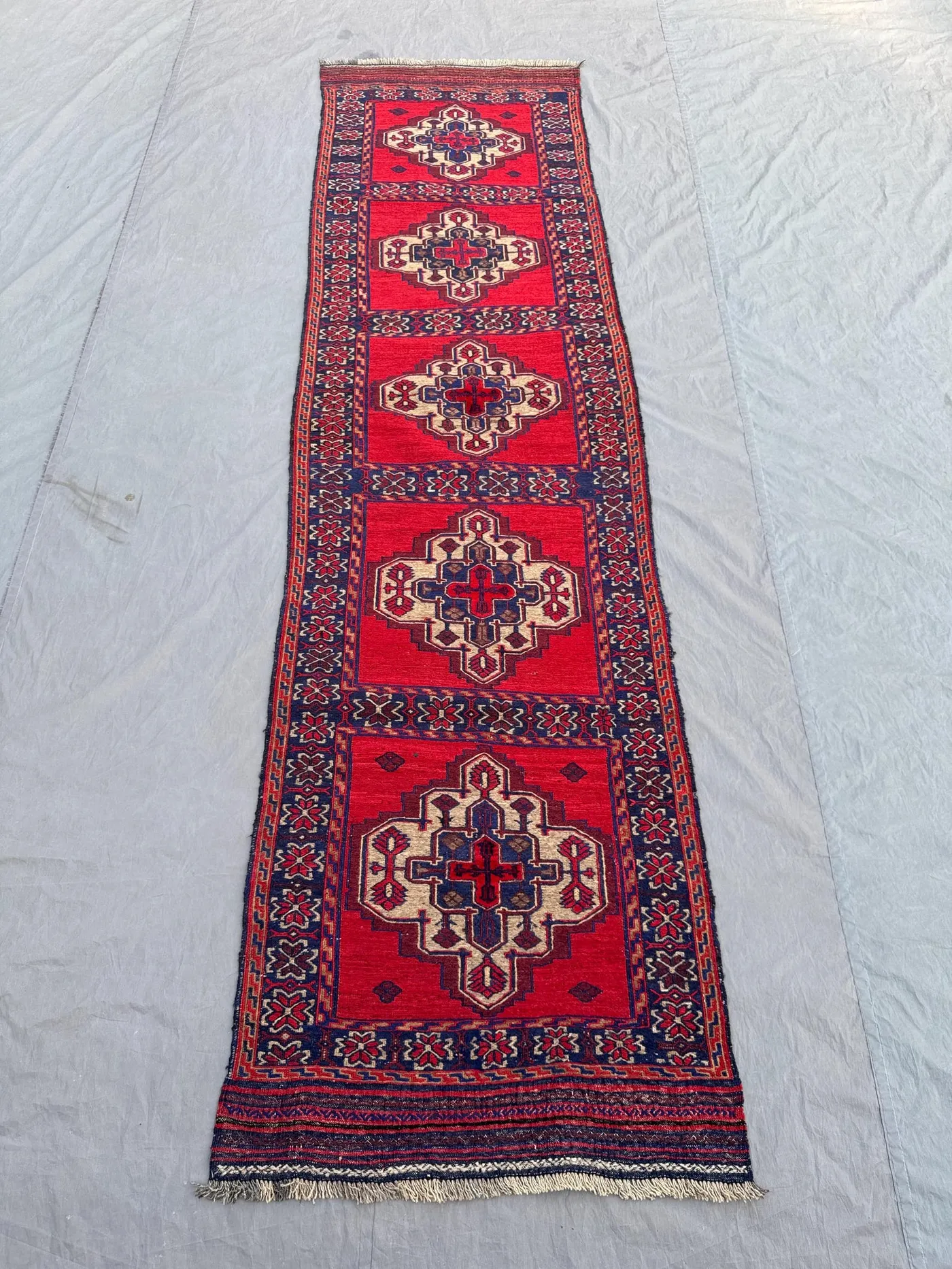 2'5 x 9'3 ft Antique Afghan Baluchi Kilim Runner No Pile Flat Weave Hand Knotted Wool Tribal Hallway Entryway Rug