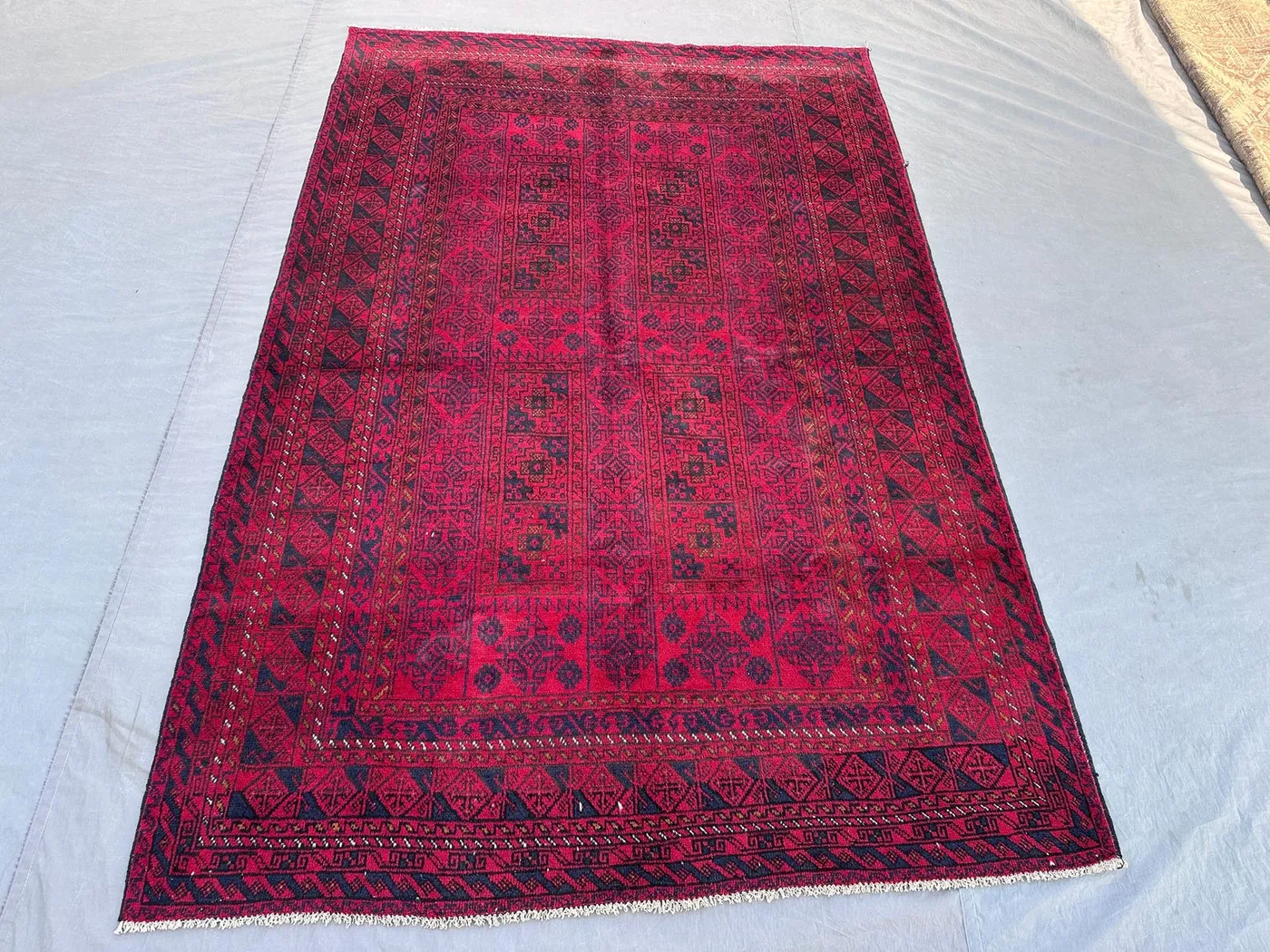 Vintage Afghan Baluchi Yaqoob Khani Rug, 5'2 x 7'8 ft, Hand-Knotted, Tribal Wool Carpet, Traditional Geometric Design, Luxury Home Decor