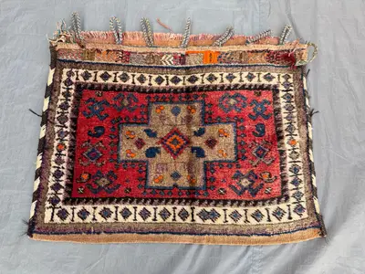 Red 1'10 x 2'7 Ft Small Area Rug Afghan Baluchi Hand Knotted Antique Caucasian Tribal Wool Rug Decor entryways