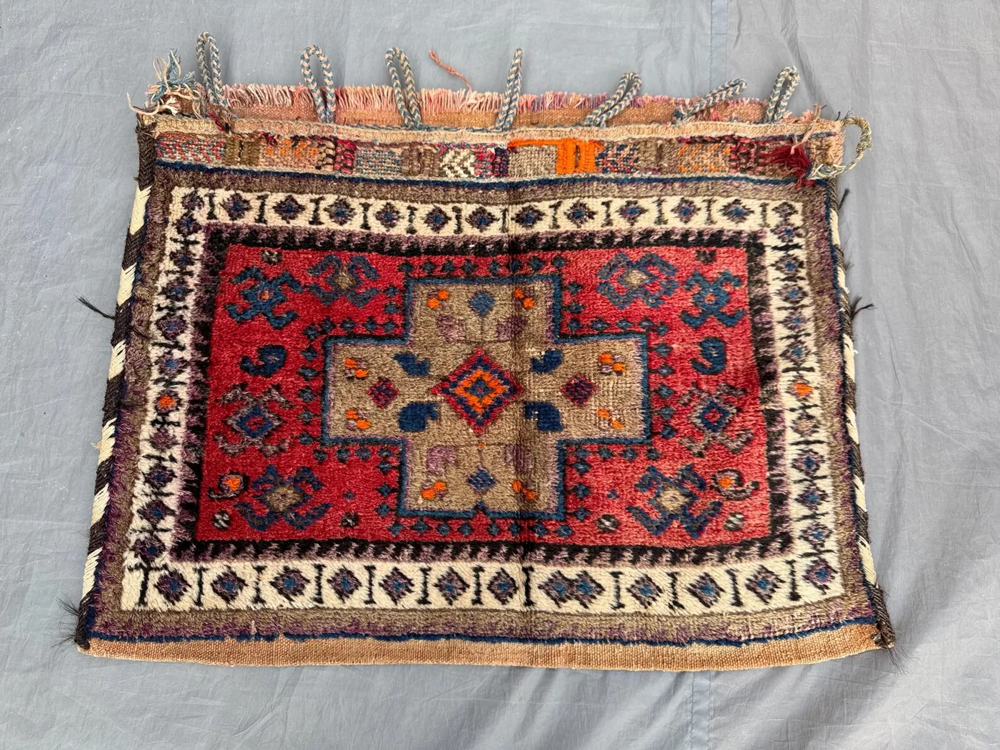 Red 1'10 x 2'7 Ft Small Area Rug Afghan Baluchi Hand Knotted Antique Caucasian Tribal Wool Rug Decor entryways, Reading Corners, Wall decor