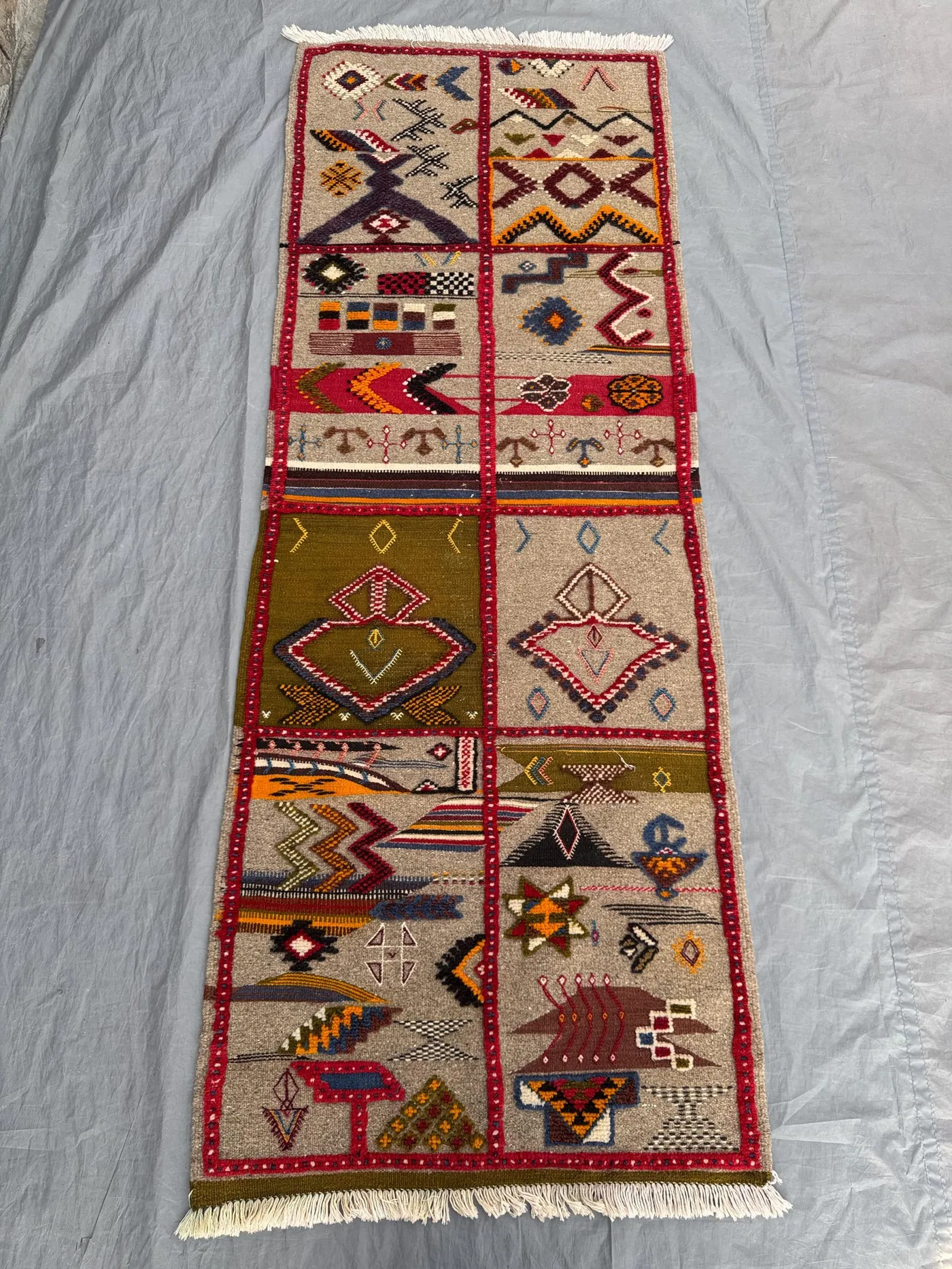 2'5x6'5 Ft Vintage Moroccan Handmade Smug Rug, Colorful Wool Design, One of a Kind, Boho Area Rug, Living Room, Bedroom, Unique Home Decor