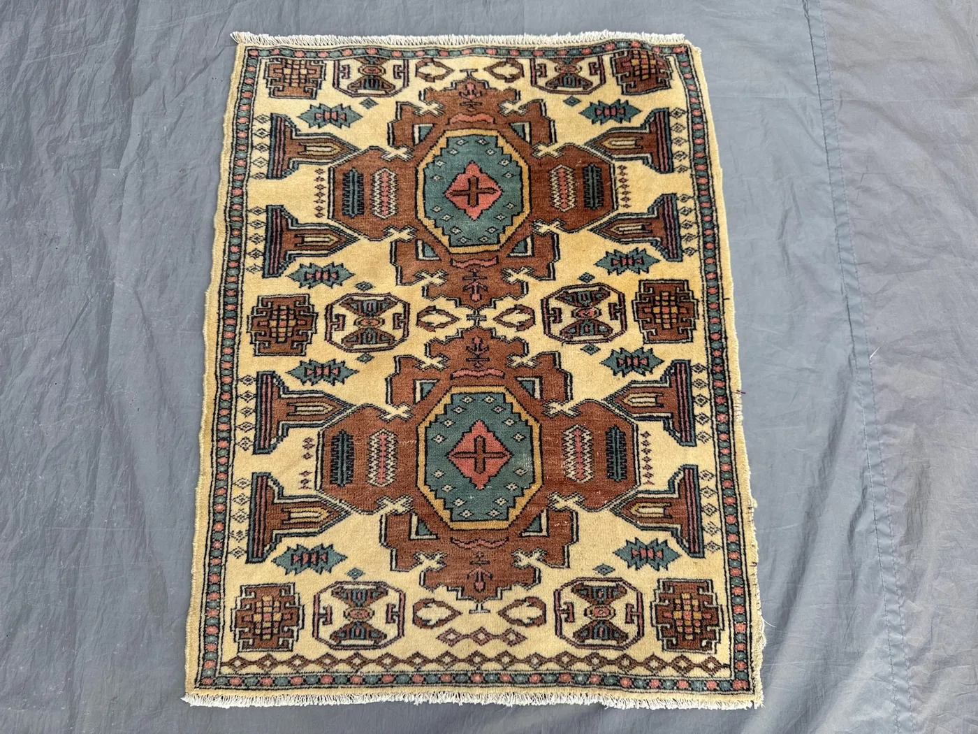 2'2 x 2'9 ft Vintage Caucasian Kazak Rug, Handmade Wool Carpet, Rare Soft Pile Tribal Geometric Design, Collectible Small Rug, Kids Room Rug