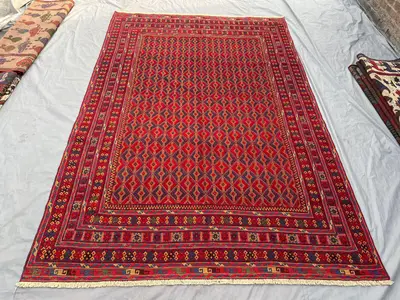 6'4 x 9'4 Ft Vintage Afghan Baluchi Mishwani Rug Handcrafted Tribal Wool Carpet Soft Pile Large Area Rug Livin