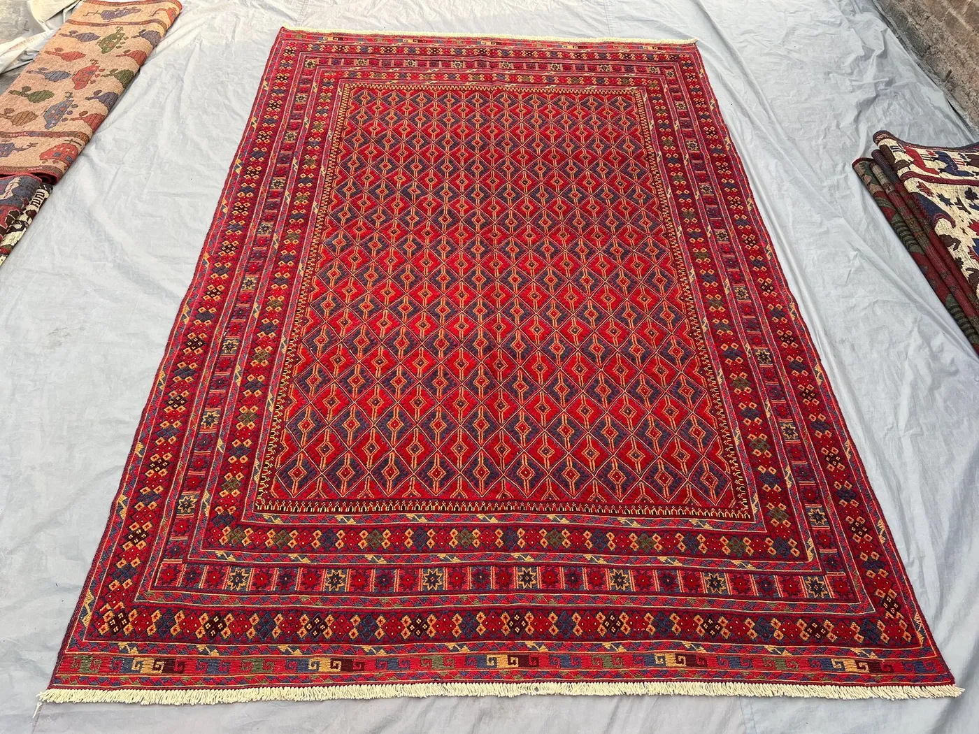 6'4 x 9'4 Ft Vintage Afghan Baluchi Mishwani Rug Handcrafted Tribal Wool Carpet Soft Pile Large Area Rug Living Room Bedroom Rug, Home Décor