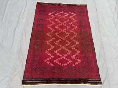 Vintage Afghan Nomadic Rug 3'8 x 5'5 Ft Hand Knotted Wool Area Rug Bohemian Tribal Geometric Rare Living Room,