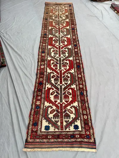 2'8 x 12'4 ft Afghan Vintage Hand Knotted Baluchi Runner Rug Tribal Wool Long Hallway Corridor Entryway Decor
