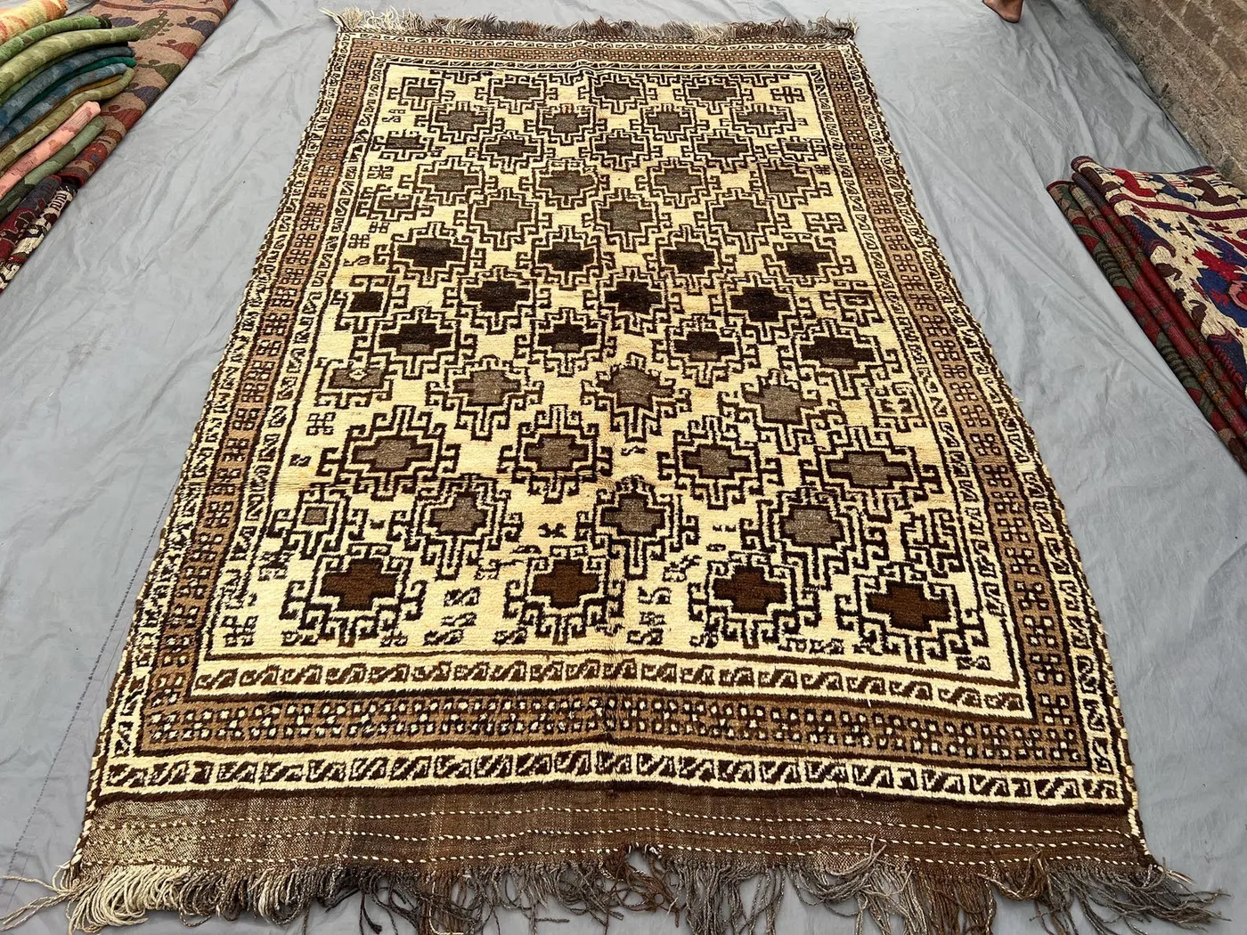 6'1 x 9'9 Ft Afghan Baluchi Vintage Hand Knotted Wool Large Area Rug Tribal Geometric Nomadic Design Living Room Bedroom Decor