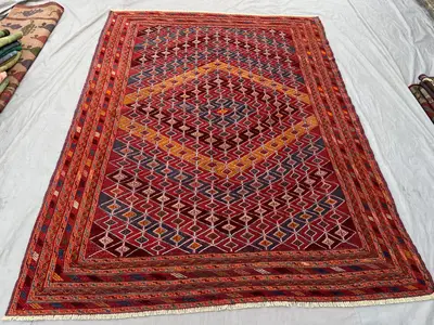 6'6 x 8'4 ft Afghan Vintage Baluchi Mashwani Hand Knotted Wool Area Rug Tribal Nomadic Design One Of Kind Livi