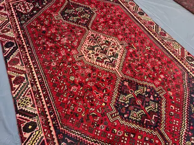 6'3" x 9'6" Vintage Turkish Hand-Knotted Rug, Rare Caucasian Style, Geometric Pattern, Soft Pile, Elegant Area