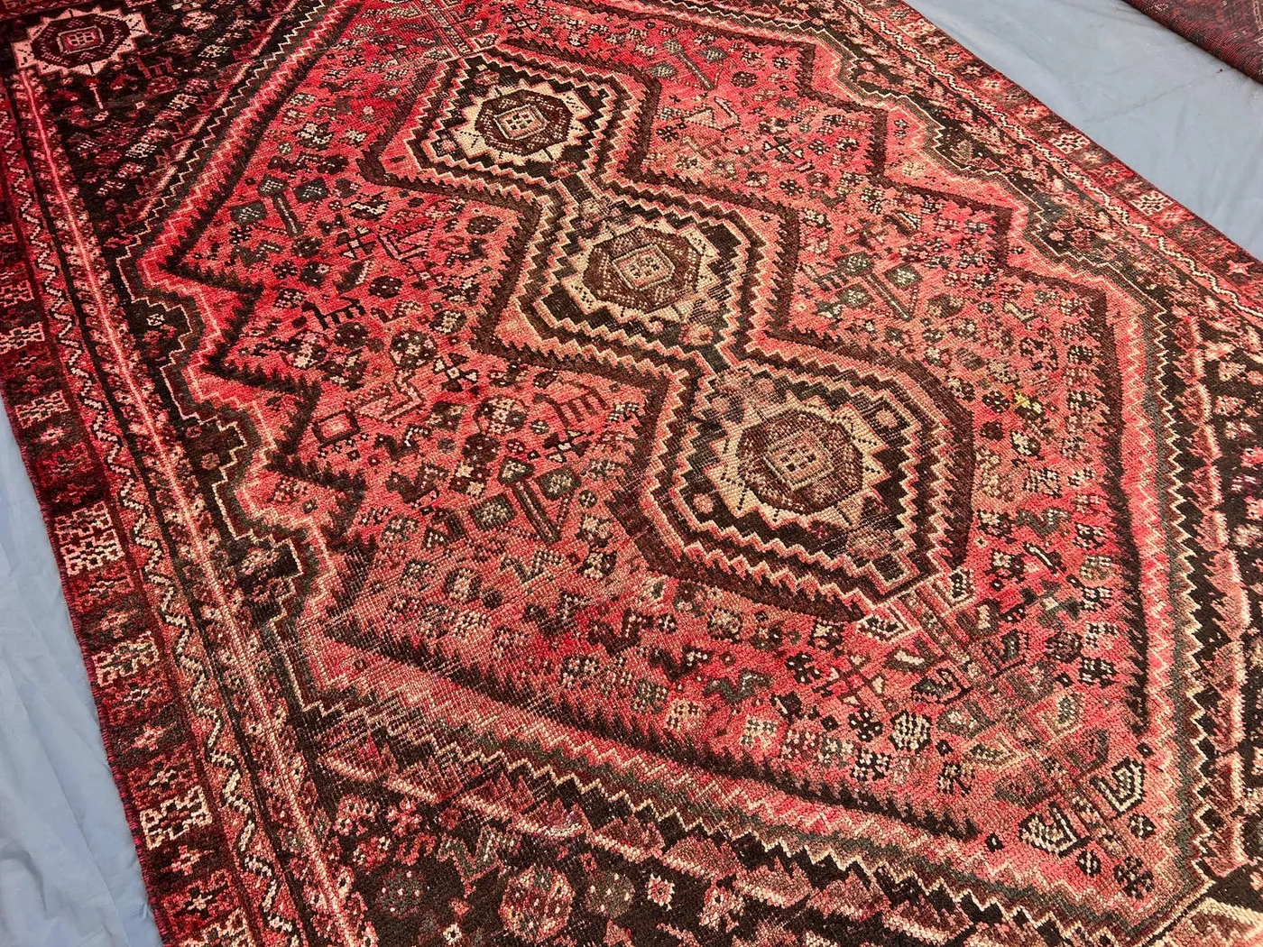6'8" x 9'6" Vintage Turkish Hand-Knotted Rug, Rare Caucasian Style, Geometric Pattern, Soft Pile, Elegant Area Rug, Top Quality Bedroom Rug