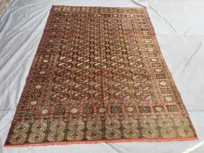 6'6 x 8'10 Ft Antique Afghan Kilim Brown Rust Geometric Medallion Flat Weave Large Area Rug Living Room Bedroo