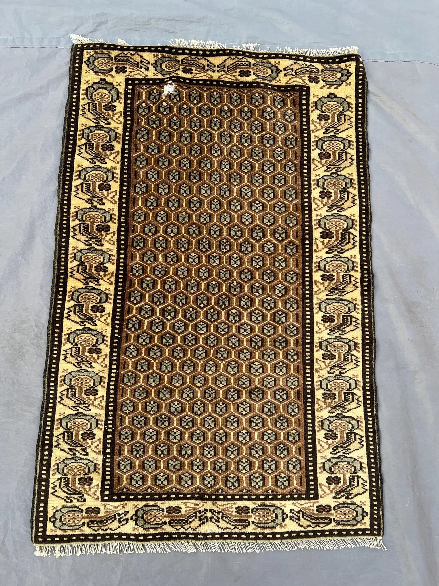 Vintage Afghan Baluchi Rug 2x3, Hand Knotted Wool Area Rug, Traditional Floral Tribal Mat, Small Boho Living Room Bedroom Accent Rug