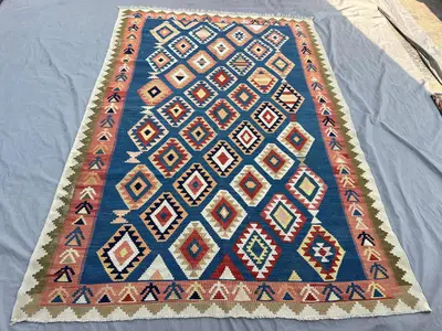 6x9 ft Vintage Afghan Baluchi Handwoven Kilim Rug Flatweave Geometric Tribal Wool Area Rug Luxury Home Decor L
