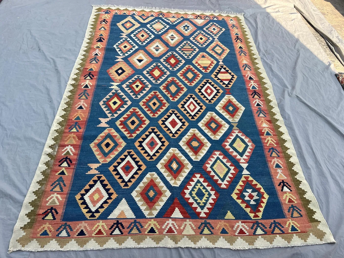 6x9 ft Vintage Afghan Baluchi Handwoven Kilim Rug Flatweave Geometric Tribal Wool Area Rug Luxury Home Decor Living Room Bed Room