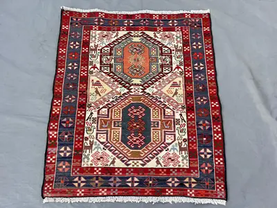 2'9 x 3'1 ft Antique Turkish-Inspired Afghan Pictorial Rug, Peacock Design, Handwoven Wool, Small Area Rug for