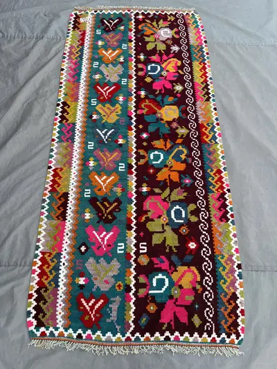 3 x 6'10 Ft Vintage Afghan Kilim Runner Flat Weave Tribal Pictorial Rug Handwoven Hallway Corridor Entryway Ki