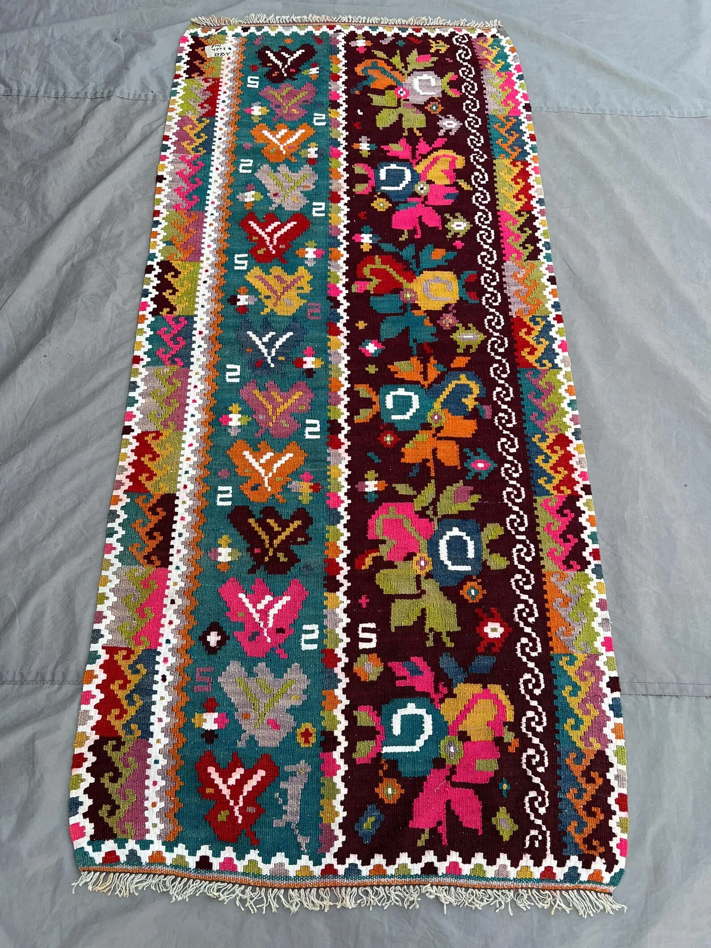 3 x 6'10 Ft Vintage Afghan Kilim Runner Flat Weave Tribal Pictorial Rug Handwoven Hallway Corridor Entryway Kitchen Runner Boho Decor