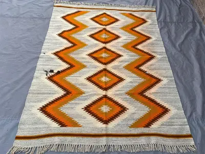 5x6'7 Ft Antique Afghan Kilim Flat Weave Rug Geometric Tribal Design Area Rug Living Room Bedroom Luxury Home 