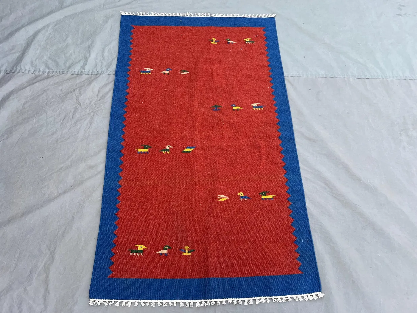 2'10 x 4'10 ft Vintage Afghan Handwoven Kilim Flat Weave Rug, Geometric Tribal Design, Soft Wool, Living Room, Bedroom, Boho Area Rug