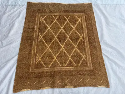 3'10"x4'4 Ft Vintage Afghan Baluchi Hand-Knotted Rug, Geometric Design, Soft Pile, Tribal Wool, Unique Antique
